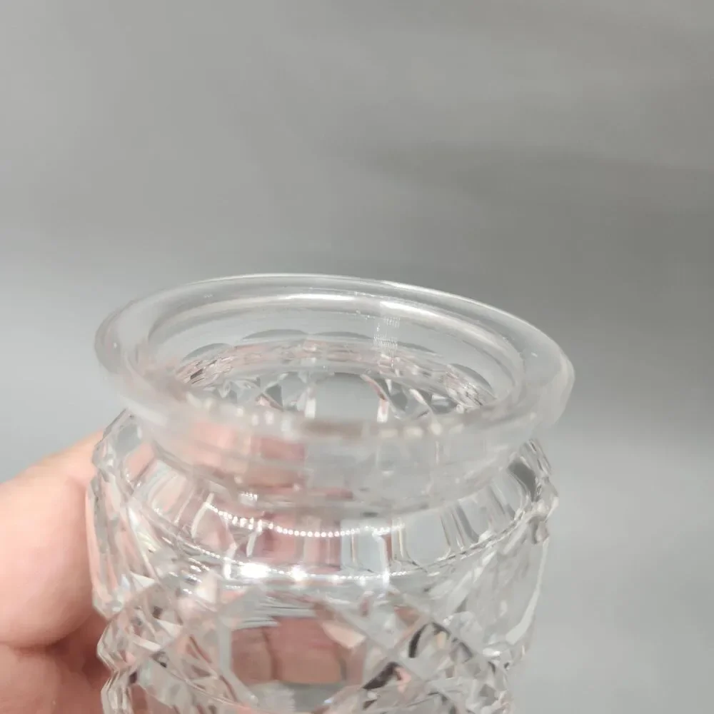 Cut Crystal Cherry Jar Vanity w Lid Antique Victorian Glass ABCG Era Barware VTG